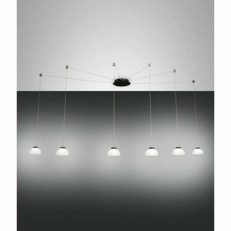 Suspension Fabas Luce Arabella LED Noir, 6 lumières