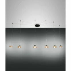 Suspension Fabas Luce Arabella LED Noir, 6 lumières