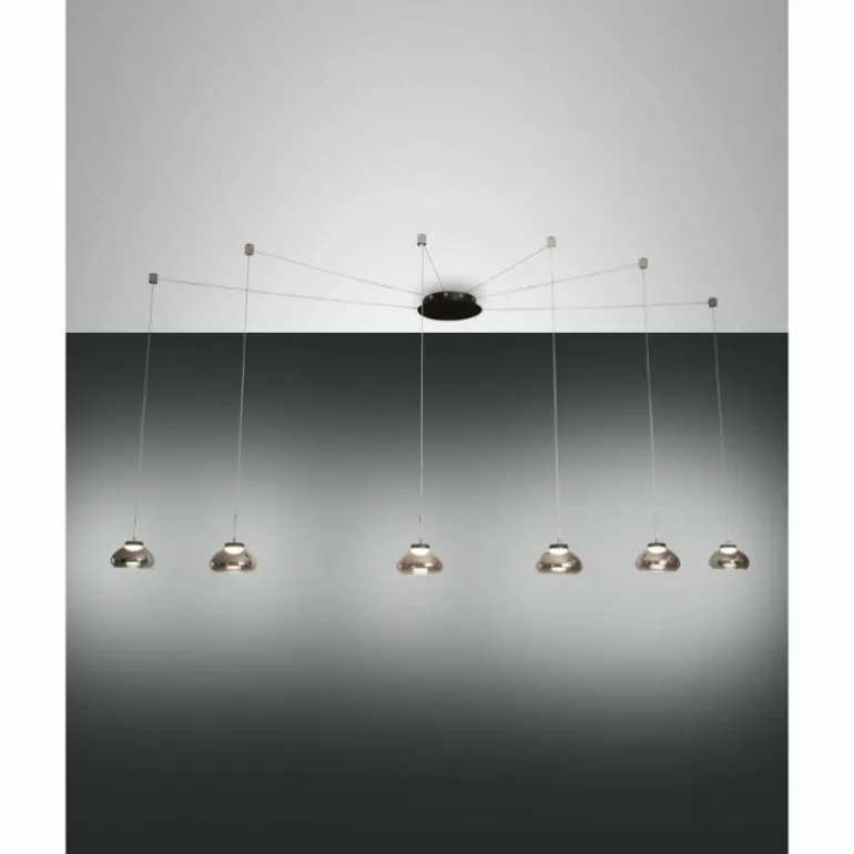 Suspension Fabas Luce Arabella LED Noir, 6 lumières