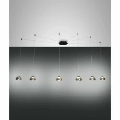 Suspension Fabas Luce Arabella LED Noir, 6 lumières