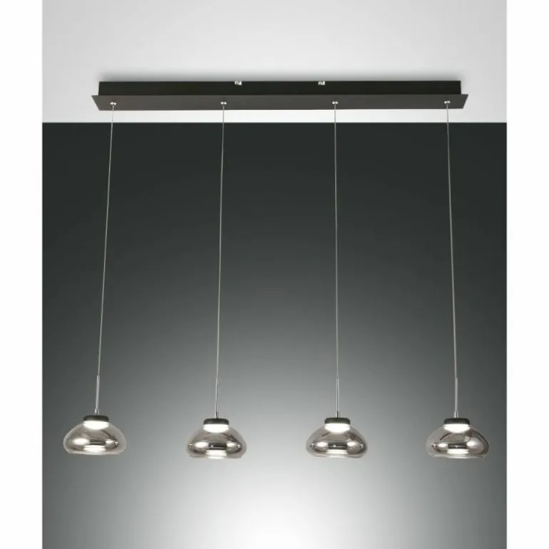 Suspension Fabas Luce Arabella LED Noir, 4 lumières