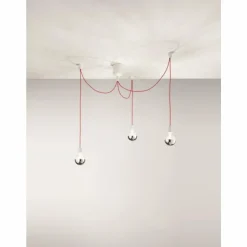 Suspension Fabas Luce Blog Rouge, Blanc, 3 lumières