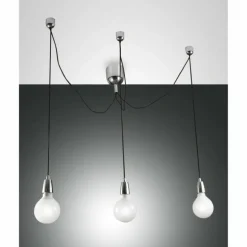 Suspension Fabas Luce Blog Chrome, Noir, 3 lumières