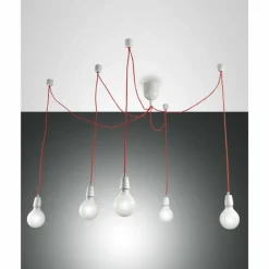 Suspension Fabas Luce Blog Rouge, Blanc, 5 lumières