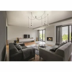 Suspension Fabas Luce Blog Chrome, Noir, 5 lumières