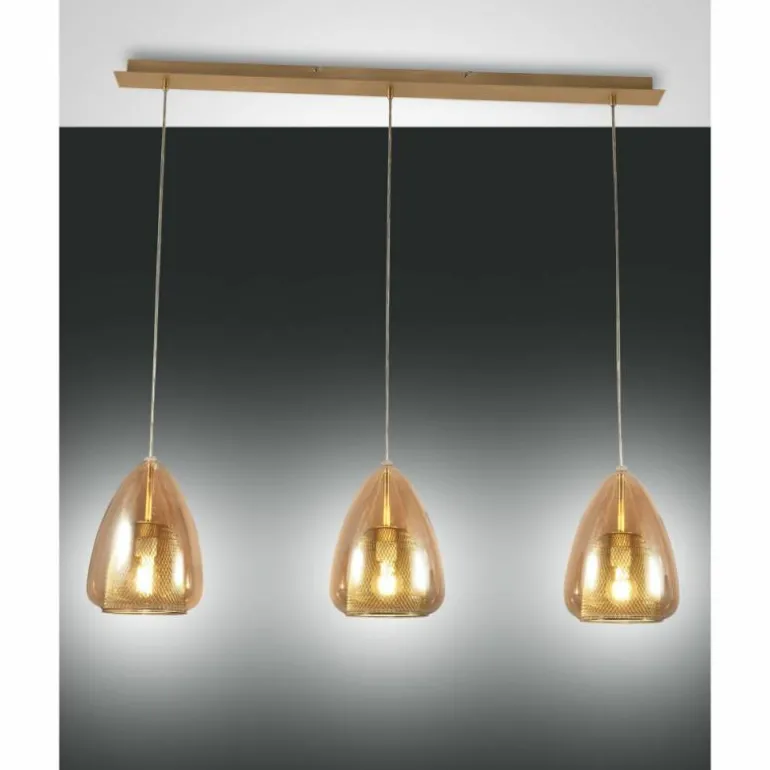 Suspension Fabas Luce Britton Laiton, 3 lumières