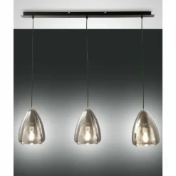 Suspension Fabas Luce Britton Noir, 3 lumières