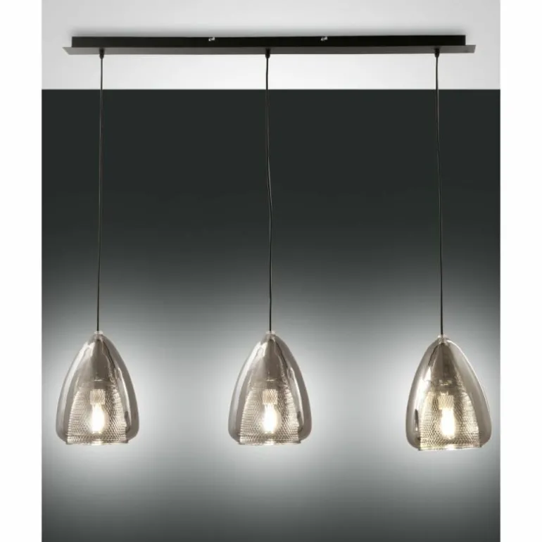 Suspension Fabas Luce Britton Noir, 3 lumières