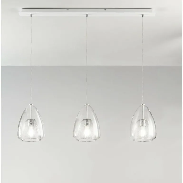 Suspension Fabas Luce Britton Blanc, 3 lumières