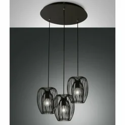 Suspension Fabas Luce Camp Noir, 3 lumières