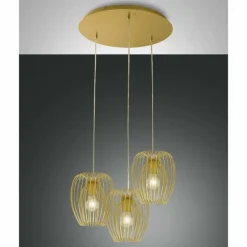 Suspension Fabas Luce Camp Or, 3 lumières