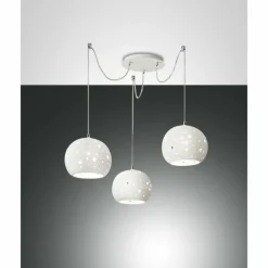 Suspension Fabas Luce Corvara Blanc, 3 lumières