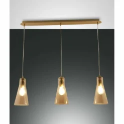 Suspension Fabas Luce Dafne Laiton, 3 lumières