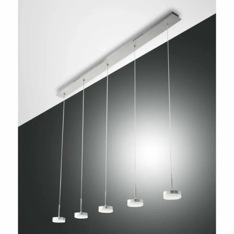 Suspension Fabas Luce Dunk LED Aluminium, 5 lumières