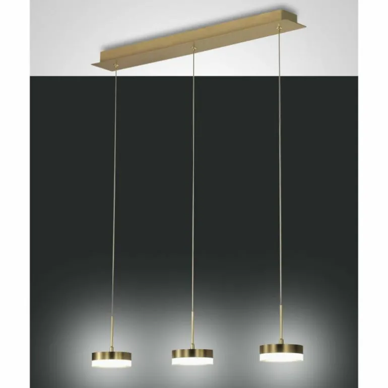 Suspension Fabas Luce Dunk LED Laiton, 3 lumières