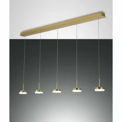 Suspension Fabas Luce Dunk LED Laiton, 5 lumières