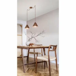 Suspension Fabas Luce Esino Bois foncé, 2 lumières