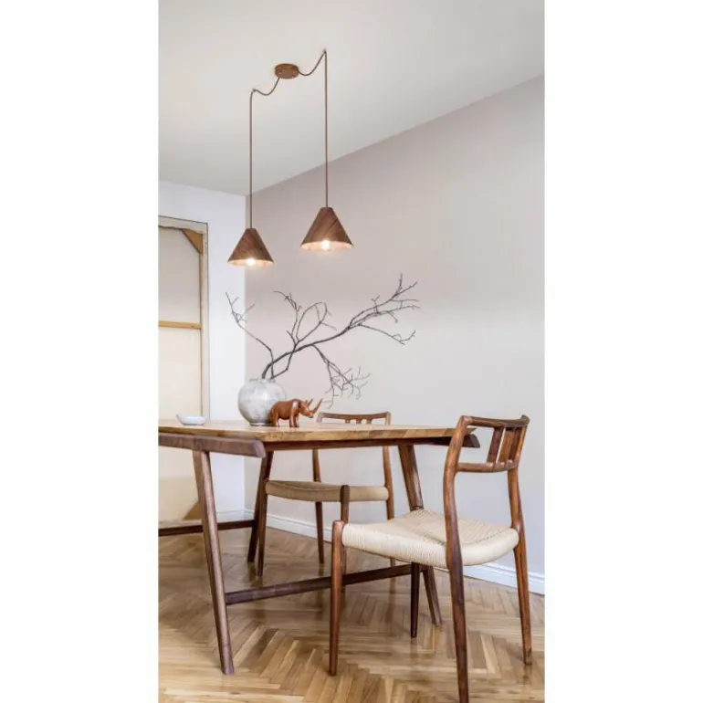 Suspension Fabas Luce Esino Bois foncé, 2 lumières