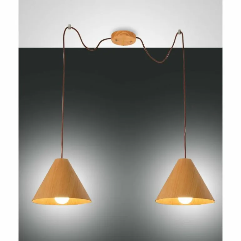 Suspension Fabas Luce Esino Bois foncé, 2 lumières
