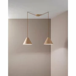 Suspension Fabas Luce Esino Bois clair, 2 lumières
