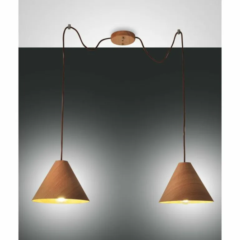 Suspension Fabas Luce Esino Bois clair, 2 lumières