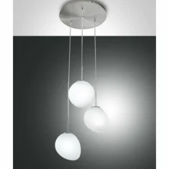 Suspension Fabas Luce Evo LED Nickel mat, 3 lumières