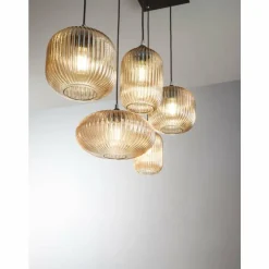 Suspension Fabas Luce Gillis Noir, 5 lumières