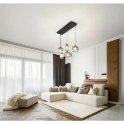 Suspension Fabas Luce Gillis Noir, 5 lumières