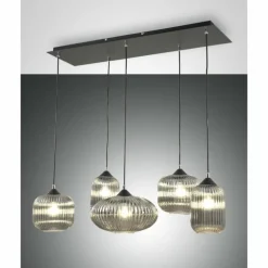 Suspension Fabas Luce Gillis Noir, 5 lumières