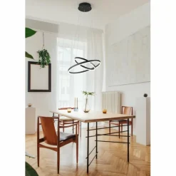 Suspension Fabas Luce Giotto LED Noir, 1 lumière