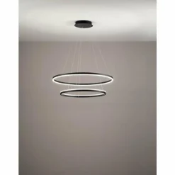 Suspension Fabas Luce Giotto LED Noir, 2 lumières