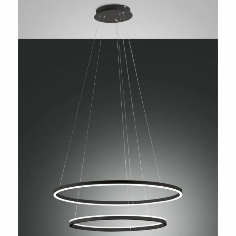 Suspension Fabas Luce Giotto LED Noir, 2 lumières