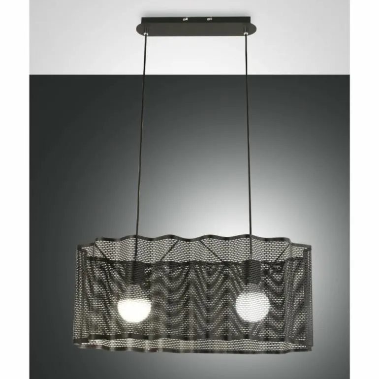 Suspension Fabas Luce Glicine Noir, 2 lumières