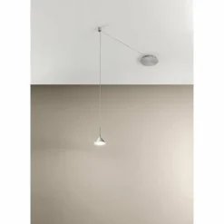 Suspension Fabas Luce Isabella LED Chrome, Nickel mat, 1 lumière