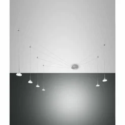 Suspension Fabas Luce Isabella LED Chrome, Nickel mat, 6 lumières