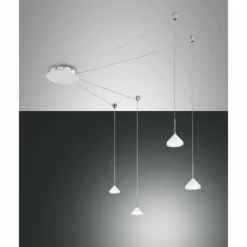 Suspension Fabas Luce Isabella LED Blanc, 4 lumières