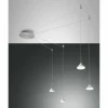 Suspension Fabas Luce Isabella LED Chrome, Nickel mat, 4 lumières