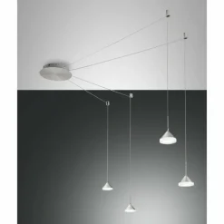 Suspension Fabas Luce Isabella LED Chrome, Nickel mat, 4 lumières