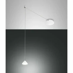 Suspension Fabas Luce Isabella LED Chrome, Blanc, 1 lumière