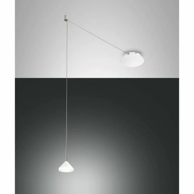 Suspension Fabas Luce Isabella LED Chrome, Blanc, 1 lumière