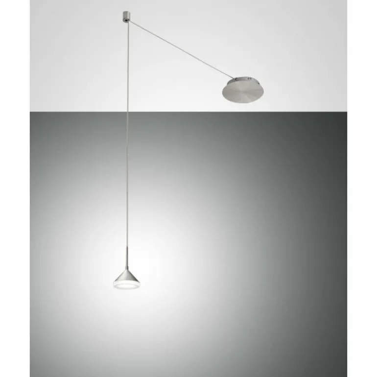 Suspension Fabas Luce Isabella LED Aluminium, Chrome, Nickel mat, 1 lumière