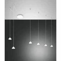 Suspension Fabas Luce Isabella LED Chrome, Blanc, 1 lumière