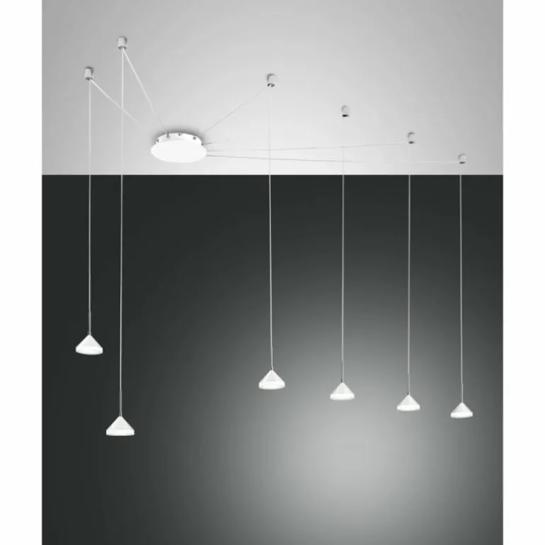 Suspension Fabas Luce Isabella LED Chrome, Blanc, 1 lumière