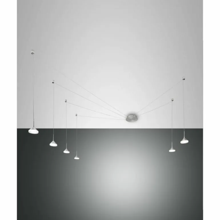 Suspension Fabas Luce Isabella LED Aluminium, Chrome, Nickel mat, 1 lumière