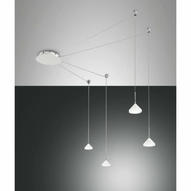 Suspension Fabas Luce Isabella LED Chrome, Blanc, 1 lumière