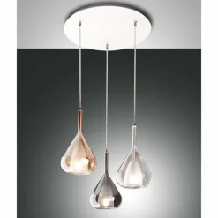 Suspension Fabas Luce Lila Blanc, 3 lumières