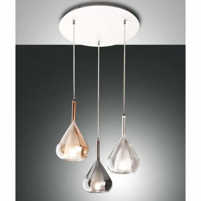 Suspension Fabas Luce Lila Blanc, 3 lumières
