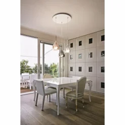 Suspension Fabas Luce Lila Blanc, 3 lumières