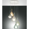 Suspension Fabas Luce Lila Blanc, 5 lumières