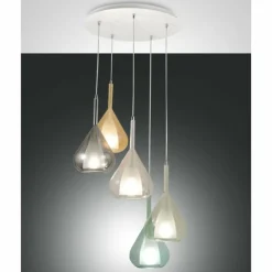 Suspension Fabas Luce Lila Blanc, 5 lumières